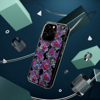 Thumbnail for *Clear Case* Fuchsia Orchid - iPhone 14, iPhone 14 Pro, iPhone 14 Plus, iPhone 14 Pro Max - Supports Wireless Charging