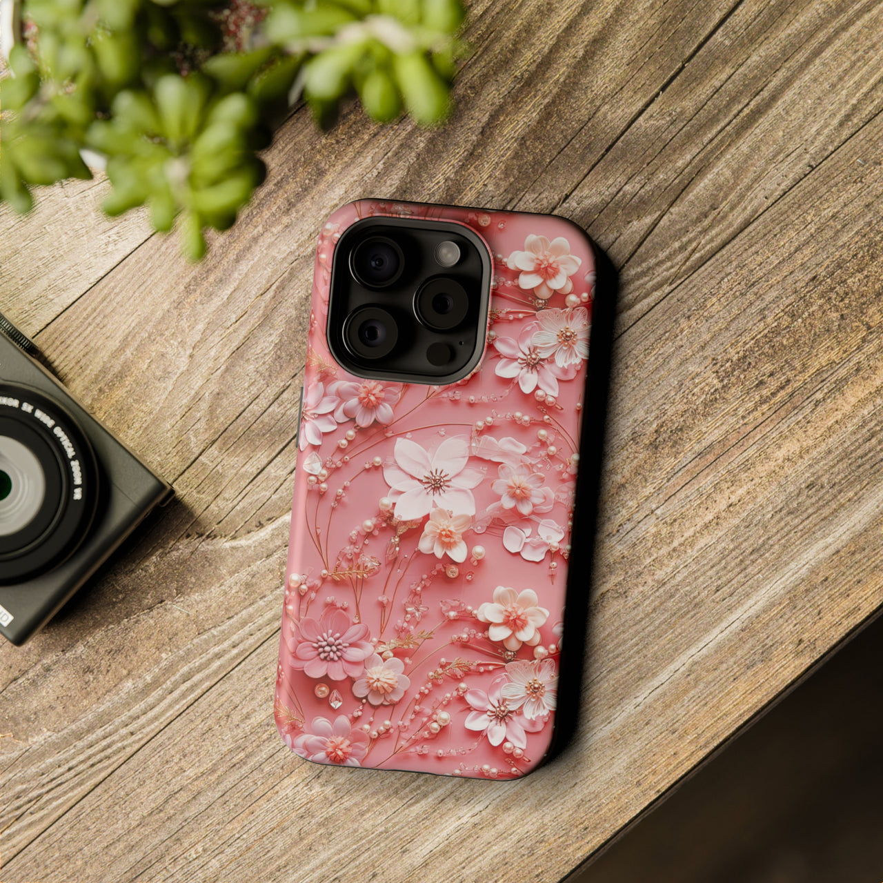 Floral Champagne Toast - MagSafe Tough Case for iPhone 15, iPhone 15 Pro, iPhone 15 Plus, & iPhone 15 Pro Max