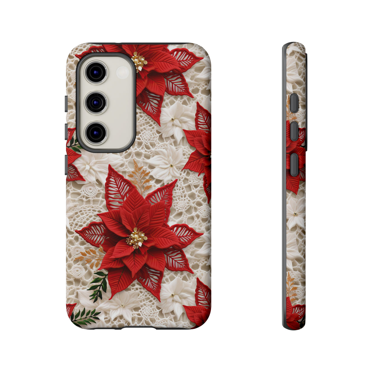 Christmas Poinsettia Tough Cases for Samsung Galaxy S23, Samsung Galaxy S23 Plus, and Samsung Galaxy S23 Ultra