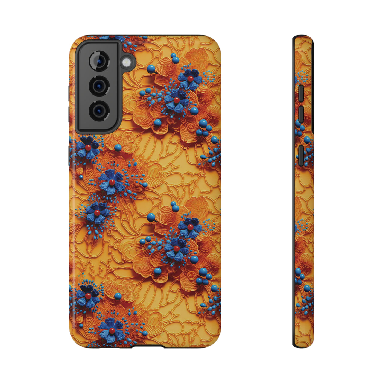 Royal Ryukyu Blossoms - Impact-Resistant Case for Samsung Galaxy S21, Samsung Galaxy S21 Plus, and Samsung Galaxy S21 Ultra. Supports Wireless Charging.