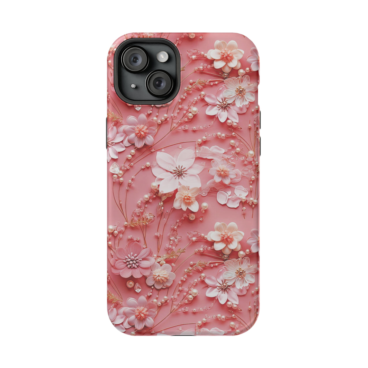 Floral Champagne Toast - MagSafe Tough Case for iPhone 15, iPhone 15 Pro, iPhone 15 Plus, & iPhone 15 Pro Max