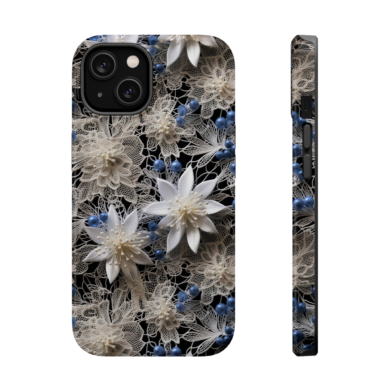 Vintage Lace and Clematis MagSafe Tough Cases for iPhone 14, iPhone 14 Pro, iPhone 14 Plus, and iPhone 14 Pro Max