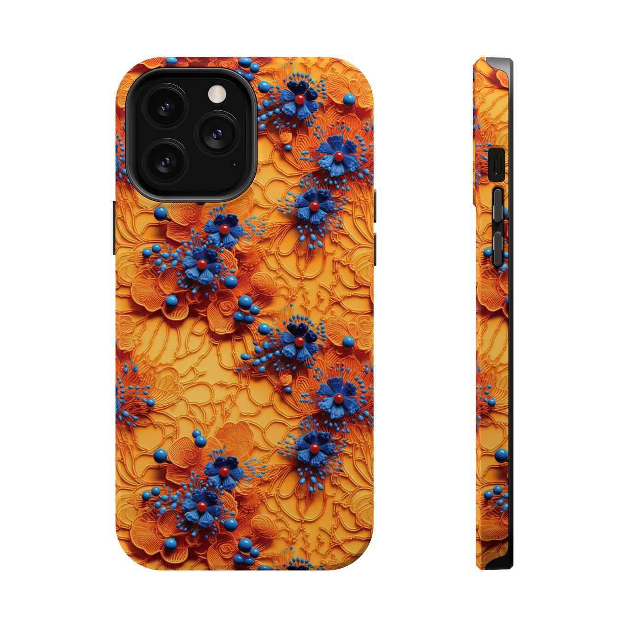 Royal Ryukyu Blossoms - MagSafe Tough Cases for iPhone 13, iPhone 13 Mini, iPhone 13 Pro, and iPhone 13 Pro Max.