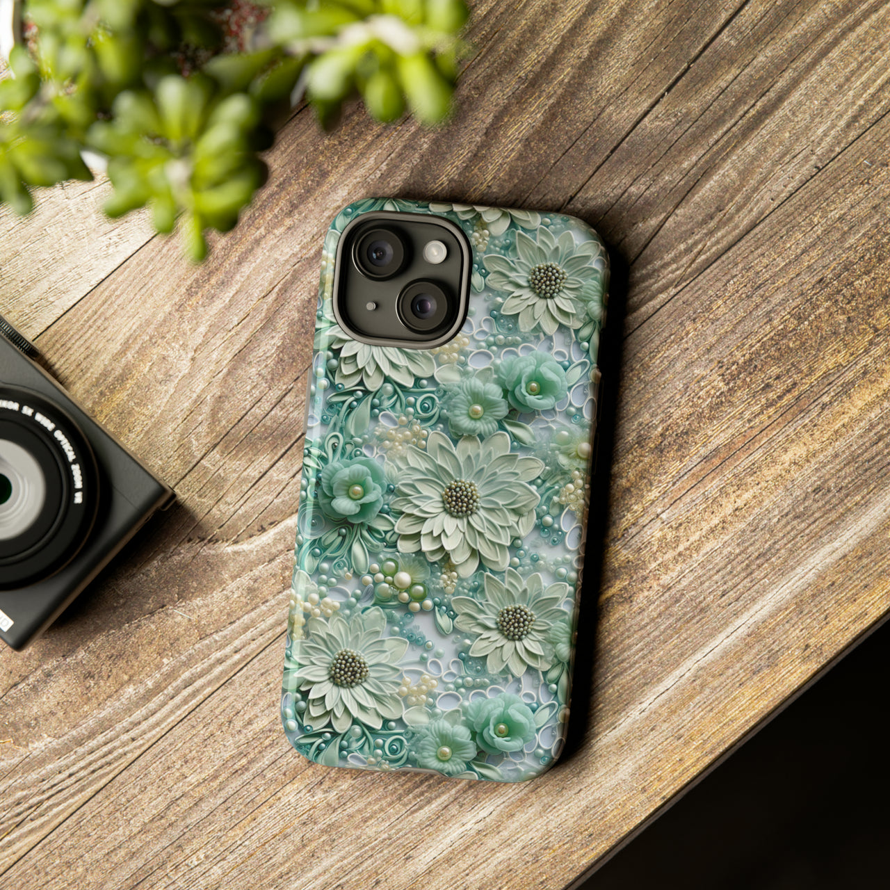 Teal Petals - Tough Case for iPhone 15, iPhone 15 Pro, iPhone 15 Plus, and iPhone 15 Pro Max