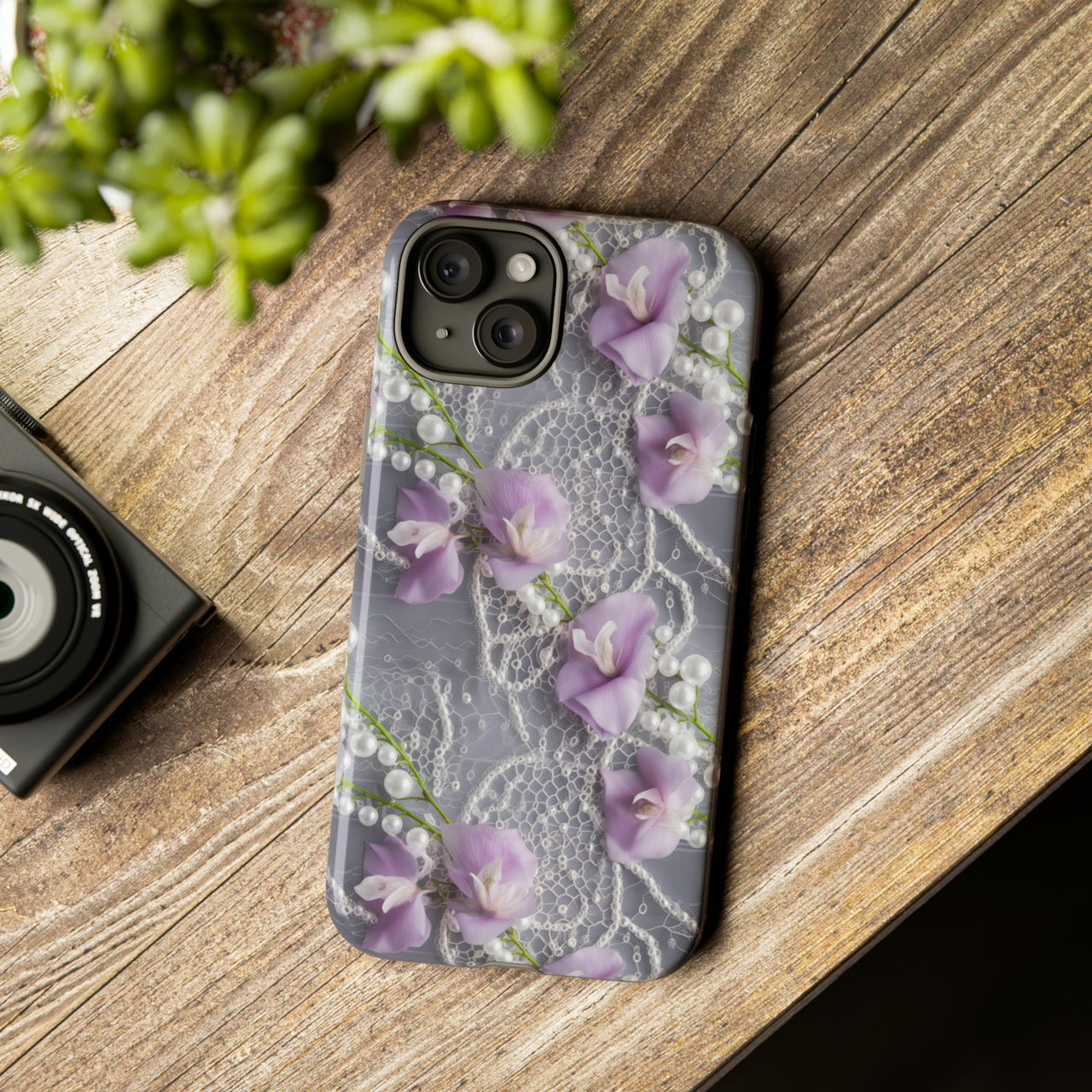 Purple Sweet Pea Tough Case for iPhone 15, iPhone 15 Pro, iPhone 15 Plus, and iPhone 15 Pro Max