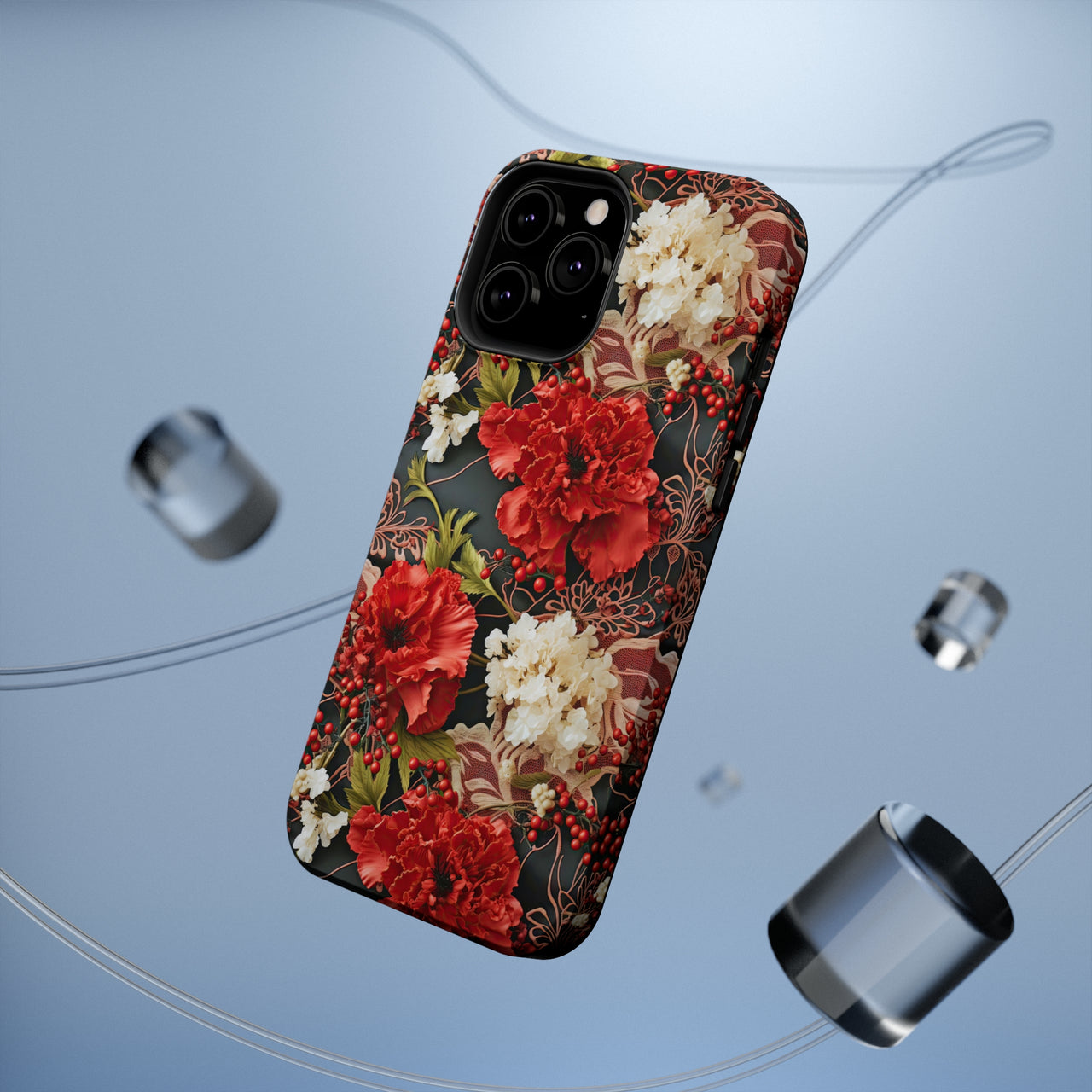 Carnation for January Birthday - MagSafe Tough Cases for iPhone 13, iPhone 13 Mini, iPhone 13 Pro, and iPhone 13 Pro Max.