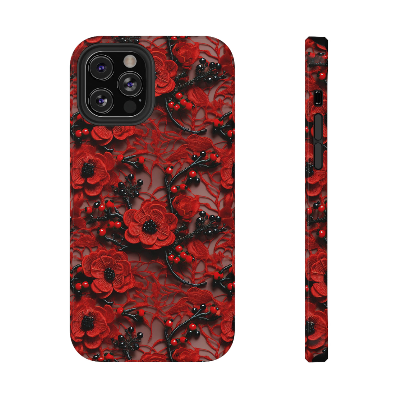 Scarlet Temptation Impact-Resistant Case for iPhone 12, iPhone 12 Mini, iPhone 12 Pro, and iPhone 12 Pro Max. Supports Wireless Charging.