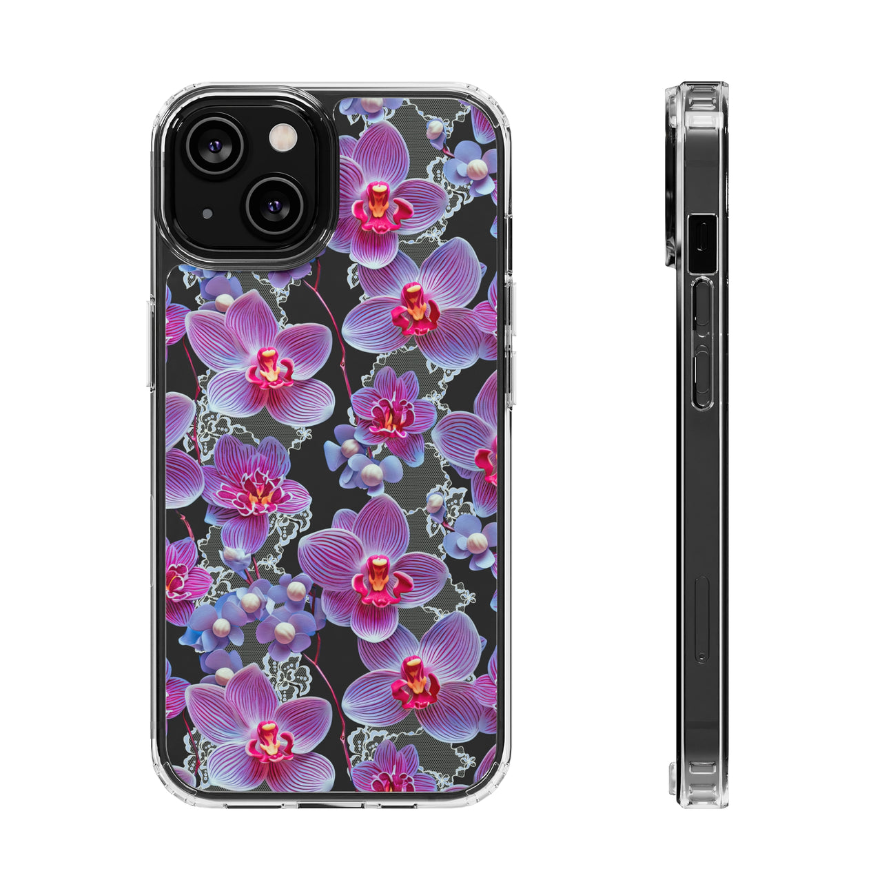 *Clear Case* Fuchsia Orchid - iPhone 14, iPhone 14 Pro, iPhone 14 Plus, iPhone 14 Pro Max - Supports Wireless Charging