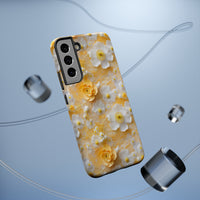 Thumbnail for Yellow Floral Impact-Resistant Cases for Samsung Galaxy S22, Samsung Galaxy S22 Plus, and Samsung Galaxy S22 Ultra. Supports Wireless Charging.