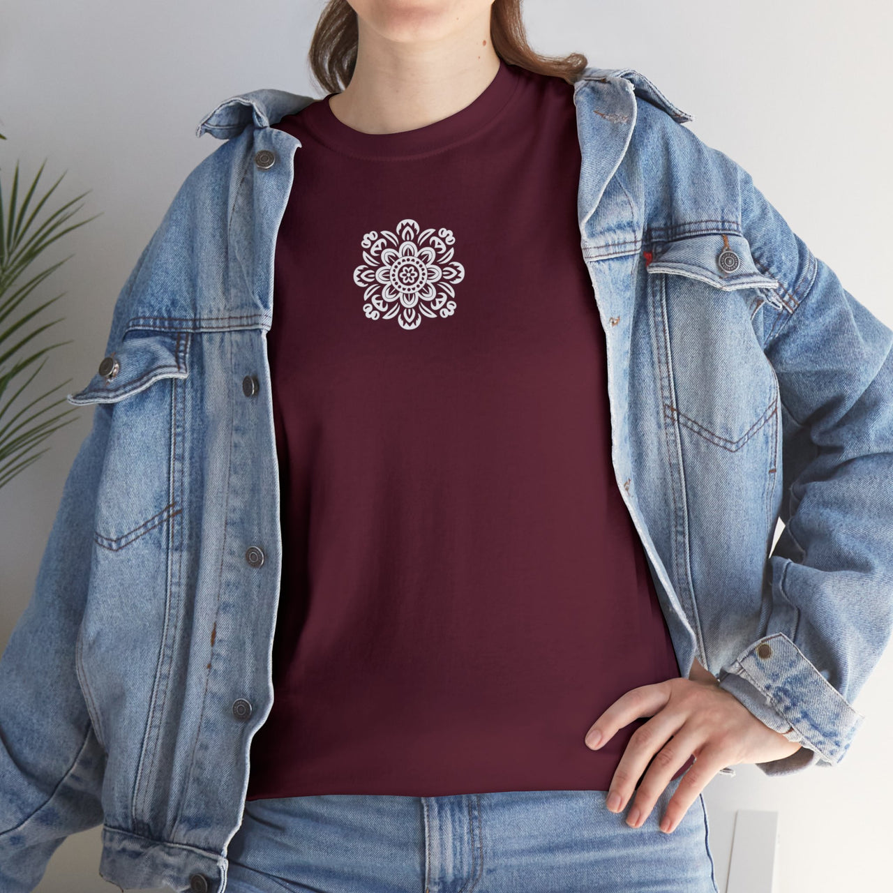 Front and Back Flower Design - Unisex Heavy Cotton Tee