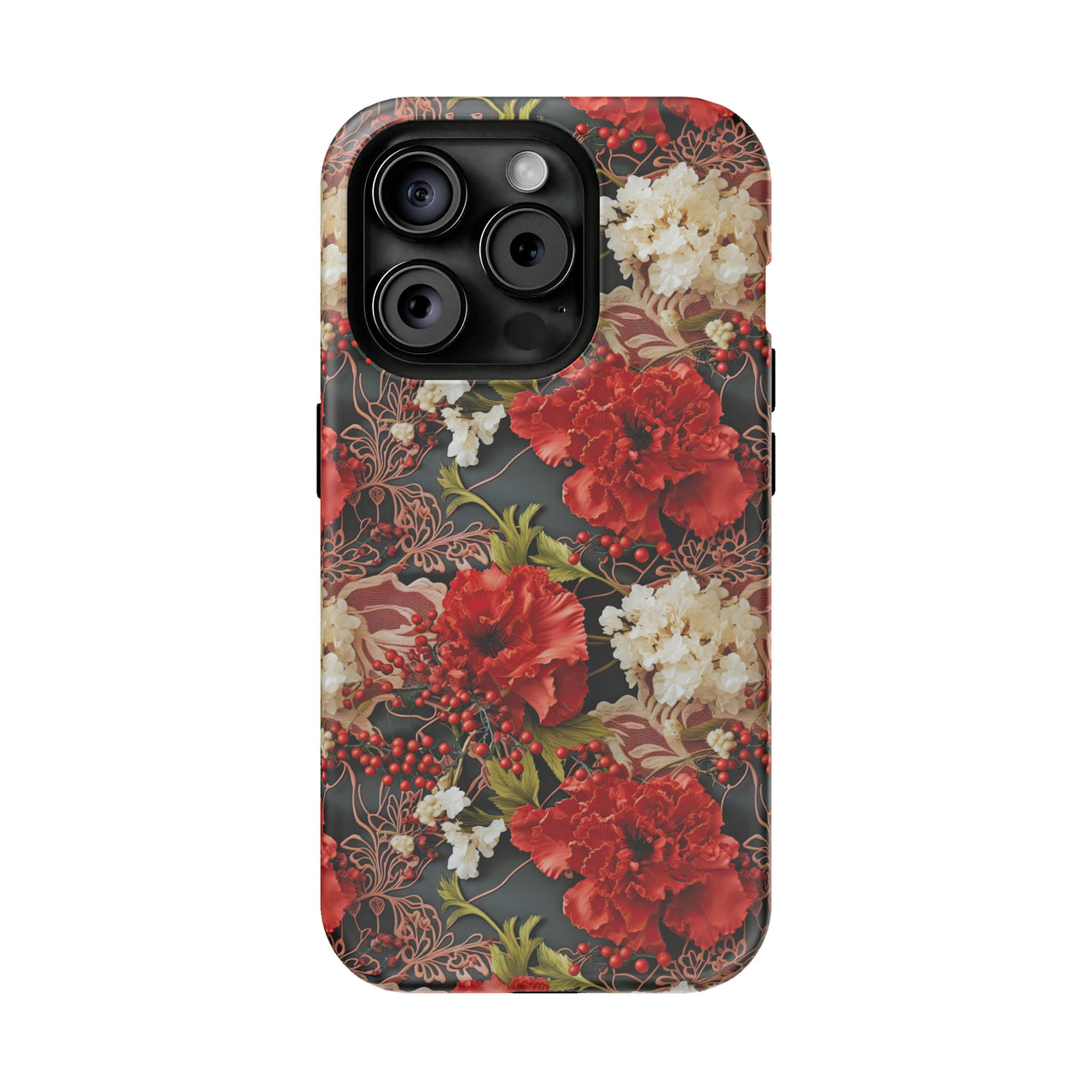 Carnation for January Birthday - MagSafe Tough Case for iPhone 15, iPhone 15 Pro, iPhone 15 Plus, & iPhone 15 Pro Max