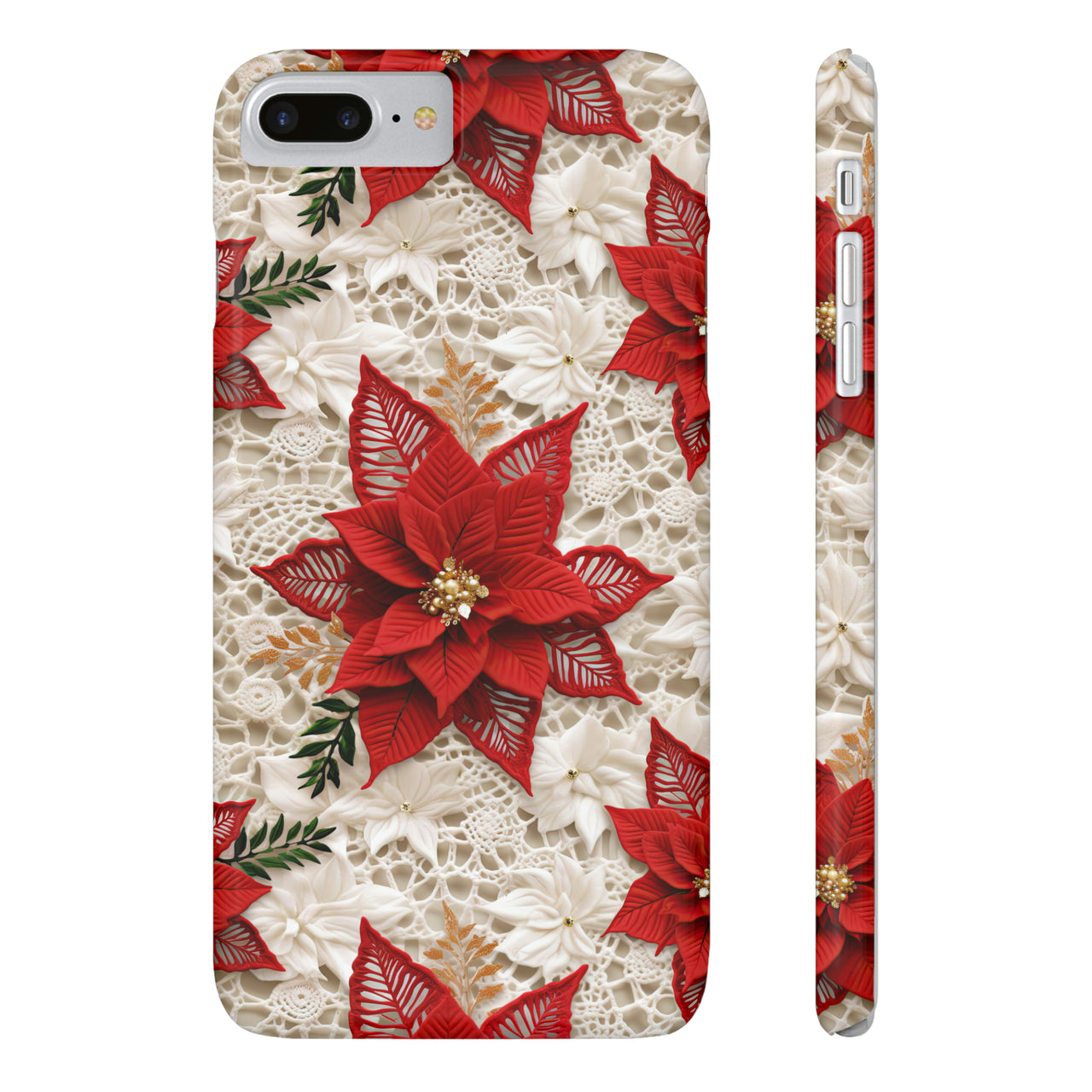 Christmas Poinsettia - Slim Phone Cases for iPhone 8 and iPhone 8 Plus (Also fits iPhone 7 and 7 Plus)