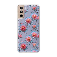 Thumbnail for *Clear Case* Pink and Blue Glass Flowers - Samsung Galaxy S21, Samsung Galaxy S21 Plus, Samsung Galaxy S21 Ultra - Supports Wireless Charging