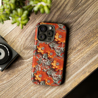 Thumbnail for Orange Petals in Silver Tapestry Tough Case for iPhone 15, iPhone 15 Pro, iPhone 15 Plus, and iPhone 15 Pro Max