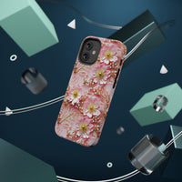 Thumbnail for Gold-Kissed Flowers on Pink Lace - Impact-Resistant Case for iPhone 12, iPhone 12 Mini, iPhone 12 Pro, and iPhone 12 Pro Max. Supports Wireless Charging.