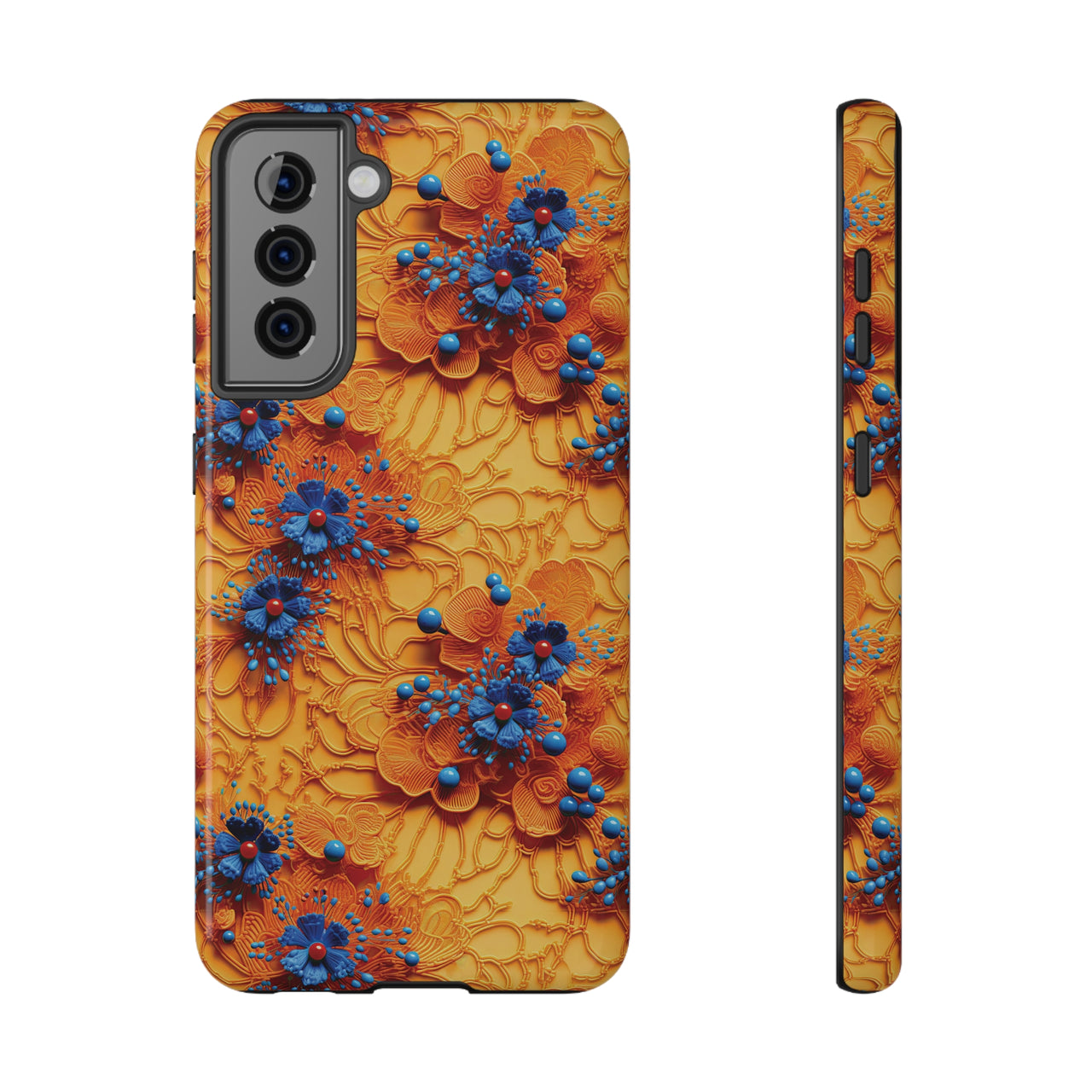 Royal Ryukyu Blossoms - Impact-Resistant Case for Samsung Galaxy S21, Samsung Galaxy S21 Plus, and Samsung Galaxy S21 Ultra. Supports Wireless Charging.