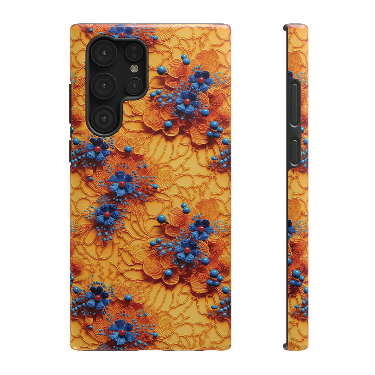 Royal Ryukyu Blossoms - Impact-Resistant Case for Samsung Galaxy S22, Samsung Galaxy S22 Plus, and Samsung Galaxy S22 Ultra. Supports Wireless Charging.