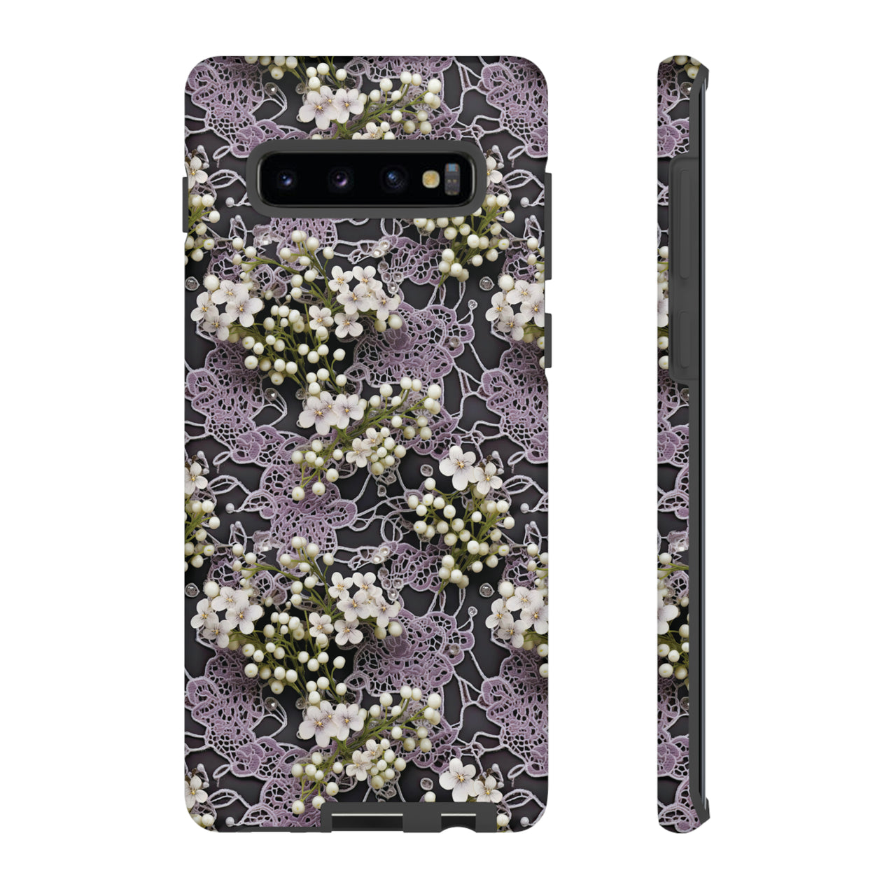 White Flowers on a Purple Bed - Tough Case for Samsung Galaxy S10, Samsung Galaxy S10E, and Samsung Galaxy S10 Plus