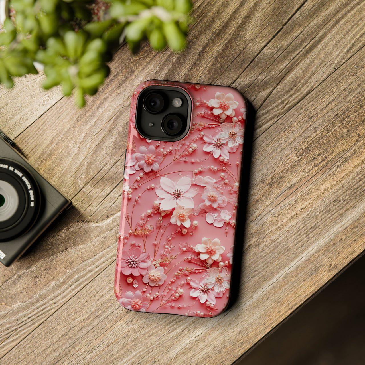 Floral Champagne Toast - MagSafe Tough Case for iPhone 15, iPhone 15 Pro, iPhone 15 Plus, & iPhone 15 Pro Max