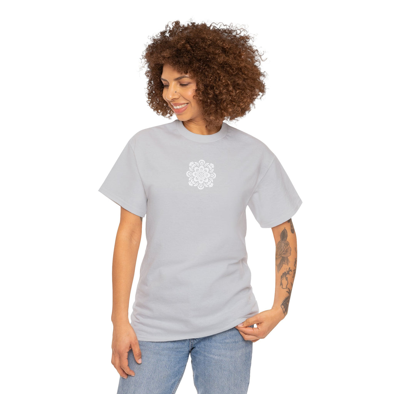 Front and Back Flower Design - Unisex Heavy Cotton Tee