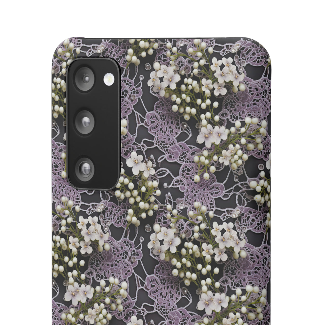 White Flowers on a Purple Bed - Snap Case for Samsung Galaxy S20, Samsung Galaxy S20+, Samsung Galaxy S20 Ultra, & Samsung Galaxy S20 FE