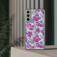 Thumbnail for *Clear Case* Fuchsia Orchid - Samsung Galaxy S22, Samsung Galaxy S22 Plus, Samsung Galaxy S22 Ultra - Supports Wireless Charging