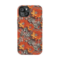 Thumbnail for Orange Petals in Silver Tapestry - MagSafe Tough Case for iPhone 15, iPhone 15 Pro, iPhone 15 Plus, & iPhone 15 Pro Max