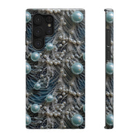 Thumbnail for Sea Foam Lace and Pearls Impact-Resistant Cases for Samsung Galaxy S22, Samsung Galaxy S22 Plus, and Samsung Galaxy S22 Ultra. Supports Wireless Charging.