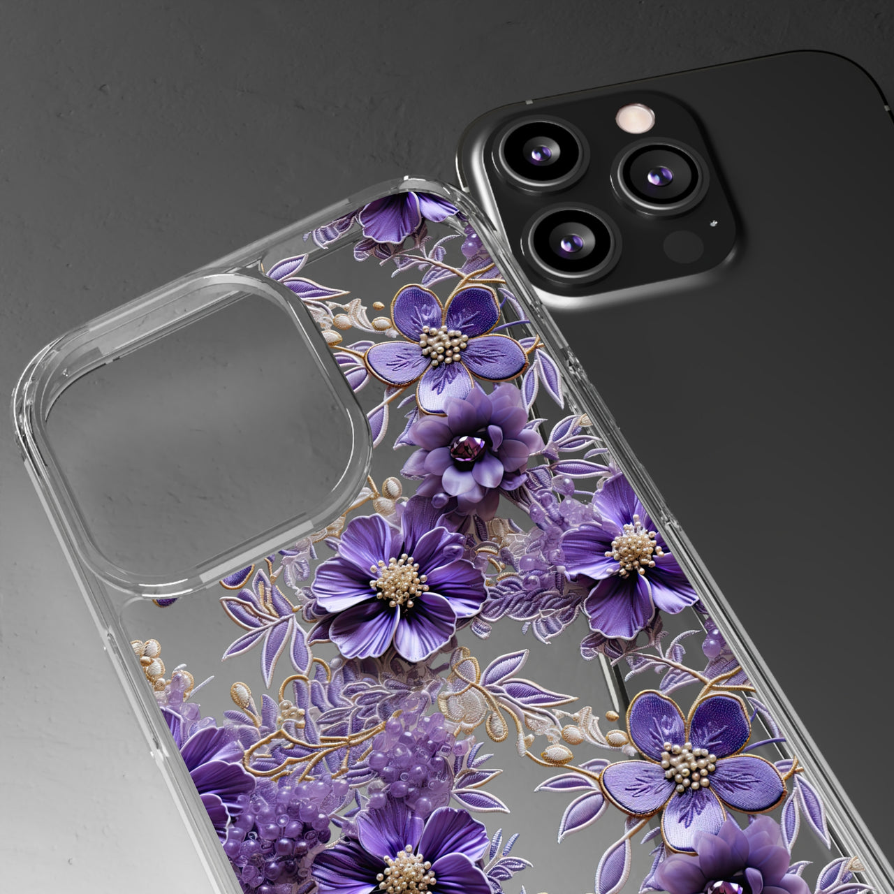 *Clear Case* Violet Meadow - iPhone 13, iPhone 13 Mini, iPhone 13 Pro, iPhone 13 Pro Max - Supports Wireless Charging