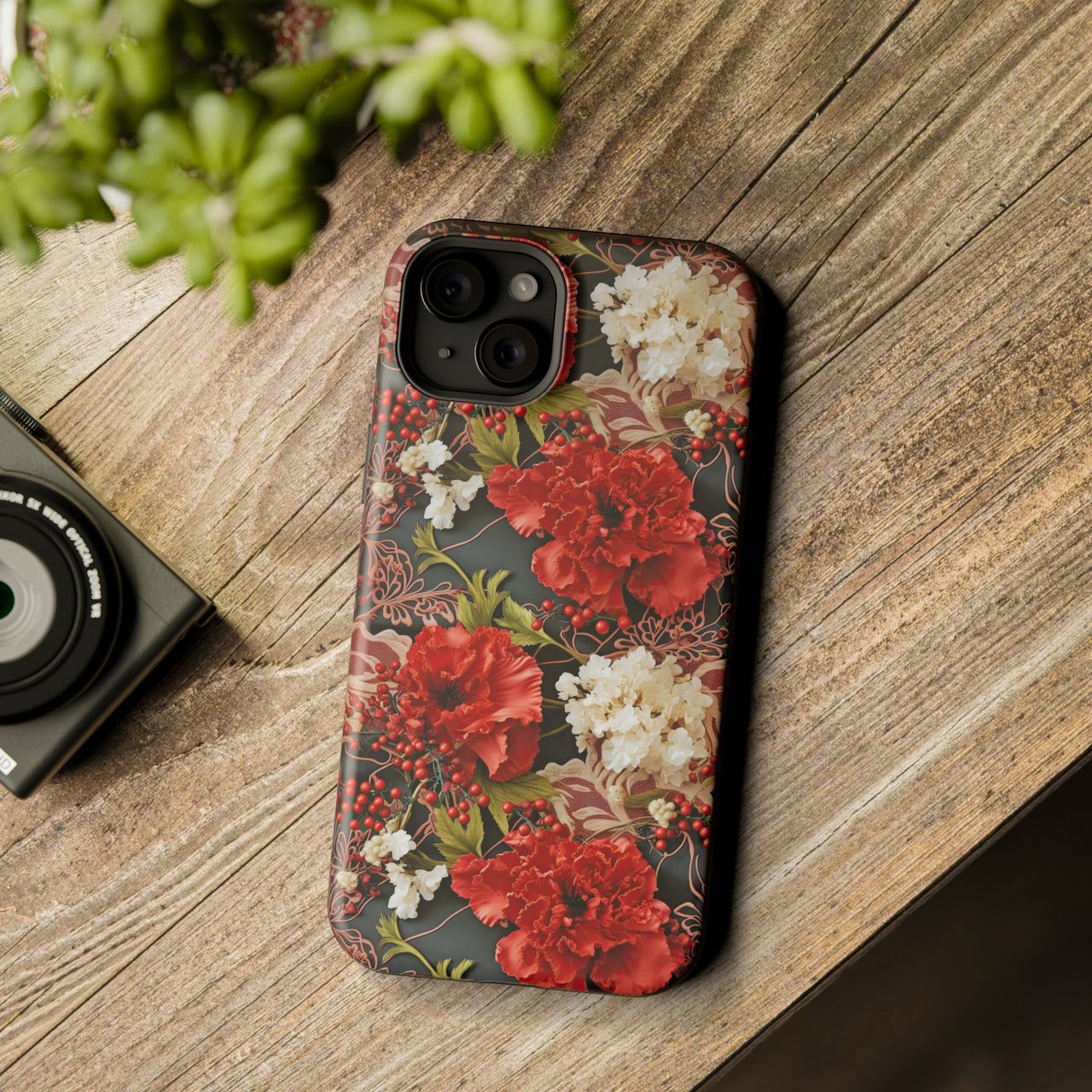 Carnation for January Birthday - MagSafe Tough Case for iPhone 15, iPhone 15 Pro, iPhone 15 Plus, & iPhone 15 Pro Max