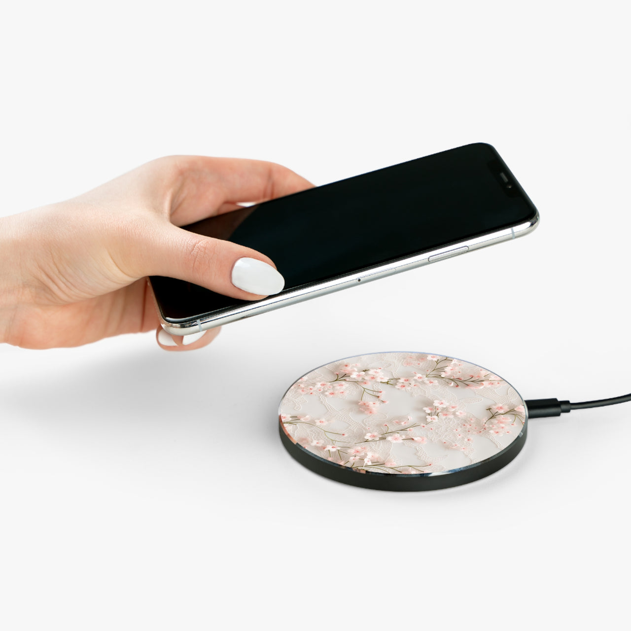 Cherry Blossom and Lace Wireless Charger for Qi Enabled Phones