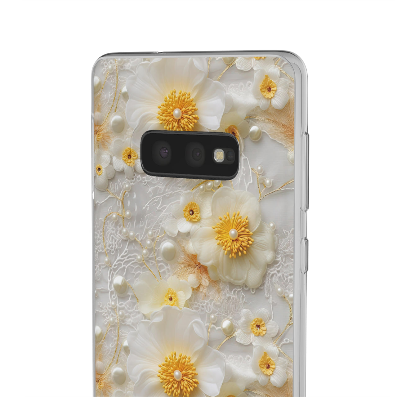 Yellow and White Floral - Flexi Cases for Samsung Galaxy S10, Samsung Galaxy S10E, & Samsung Galaxy S10 Plus