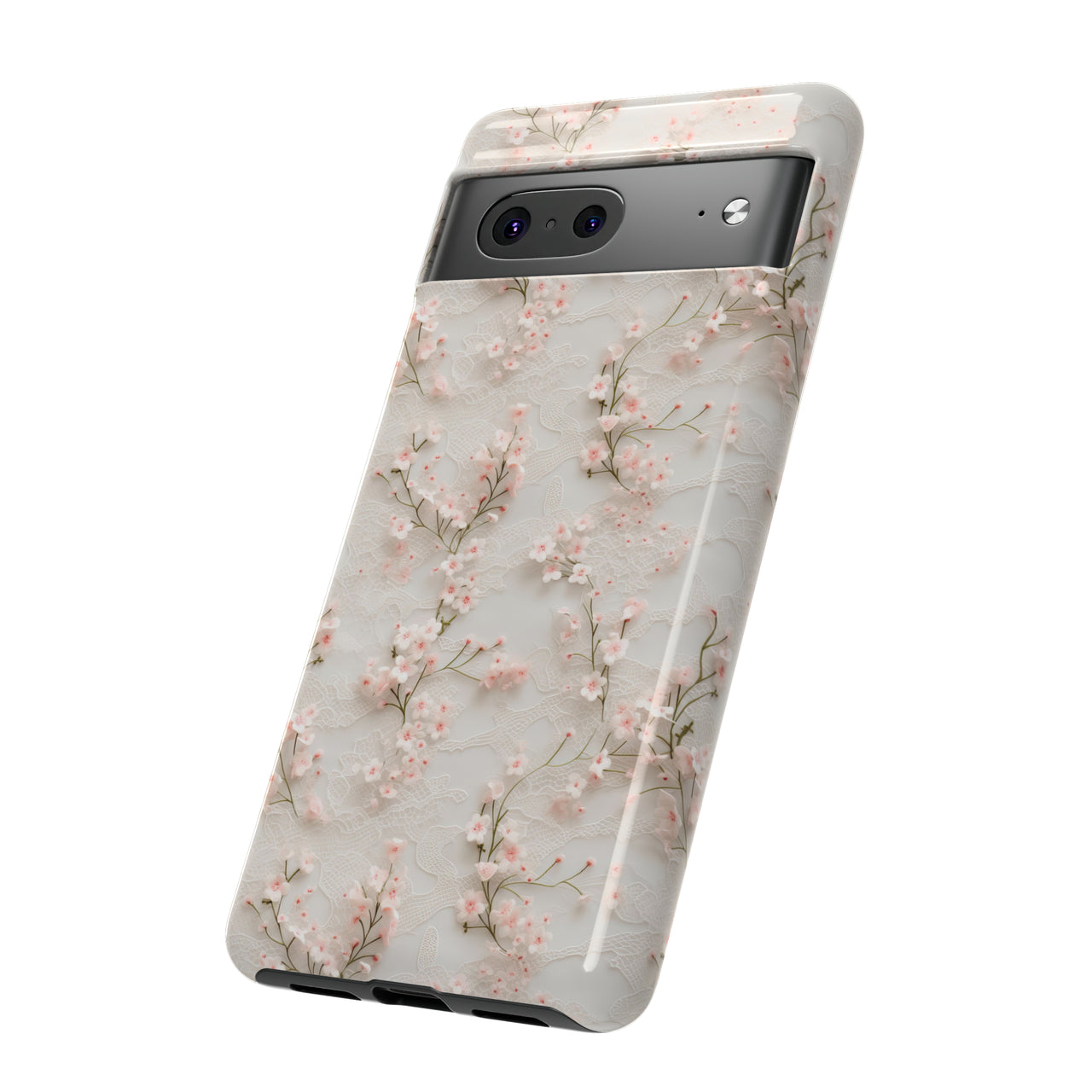 White Lace and Cherry Blossoms Tough Case for Google Pixel 7