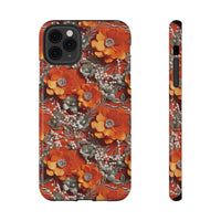 Thumbnail for Orange Petals in Silver Tapestry Impact-Resistant Cases for iPhone 11, iPhone 11 Pro, and iPhone 11 Pro Max. Supports Wireless Charging.