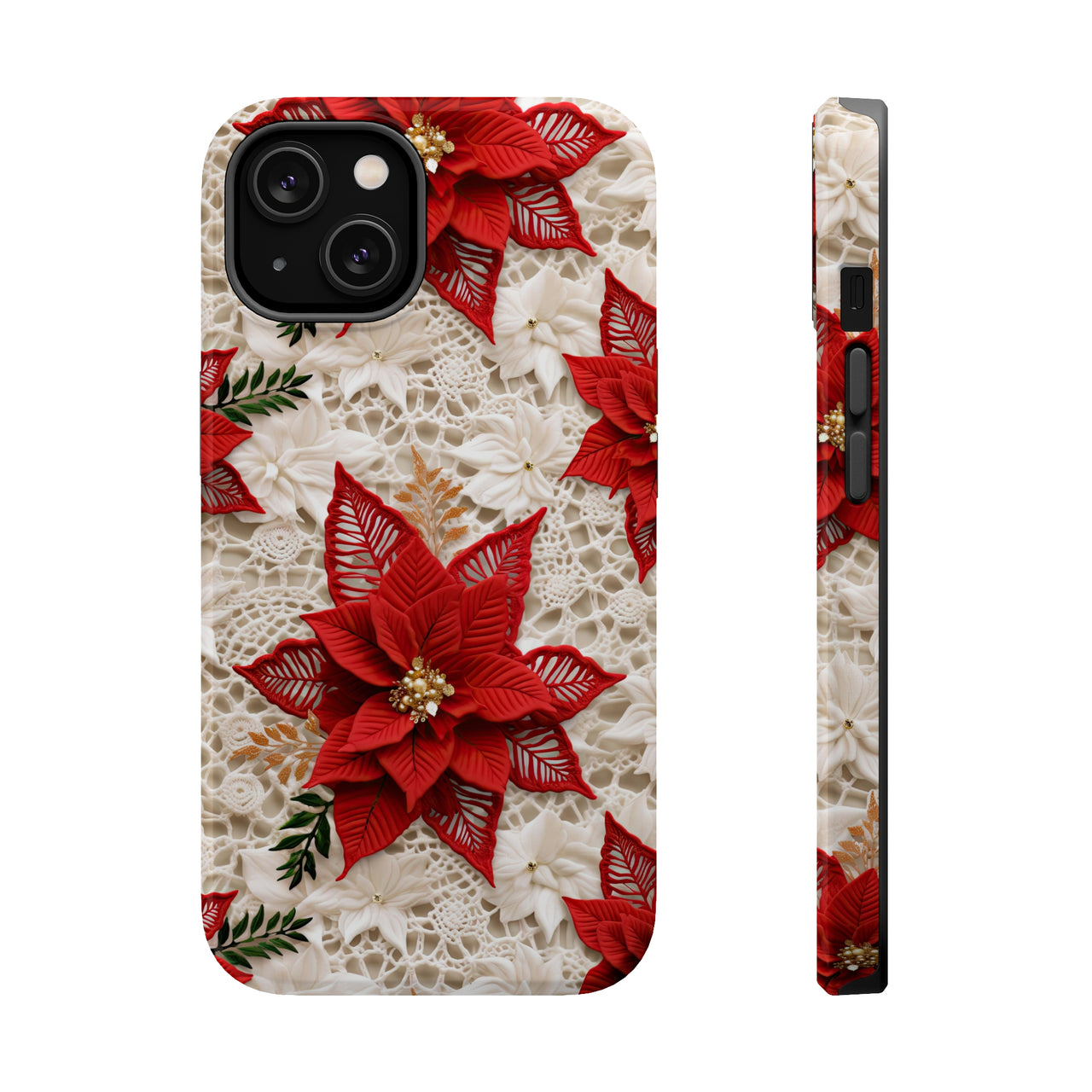 Christmas Poinsettia MagSafe Tough Cases for iPhone 14, iPhone 14 Pro, iPhone 14 Plus, and iPhone 14 Pro Max