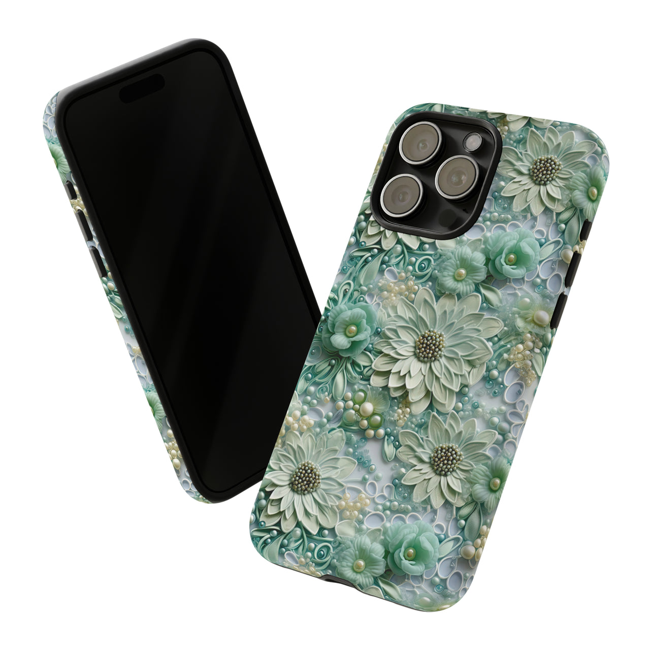 Teal Petals - Tough Case for iPhone 15, iPhone 15 Pro, iPhone 15 Plus, and iPhone 15 Pro Max