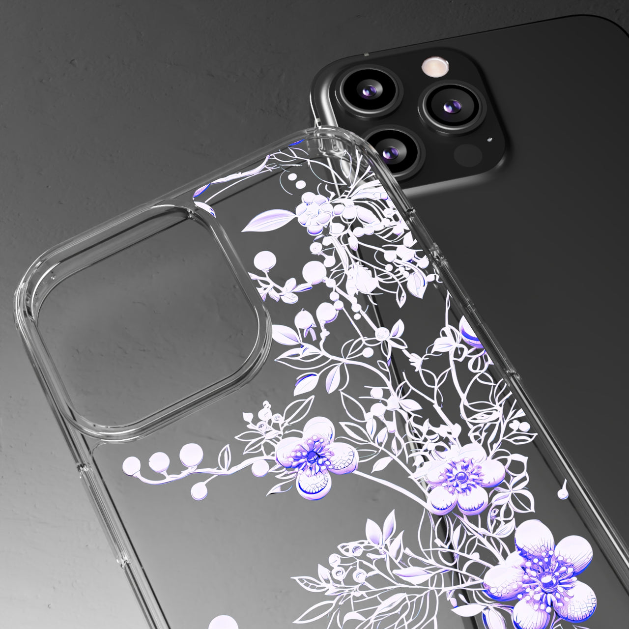 *Clear Case* Purple Petals - iPhone 13, iPhone 13 Mini, iPhone 13 Pro, iPhone 13 Pro Max - Supports Wireless Charging