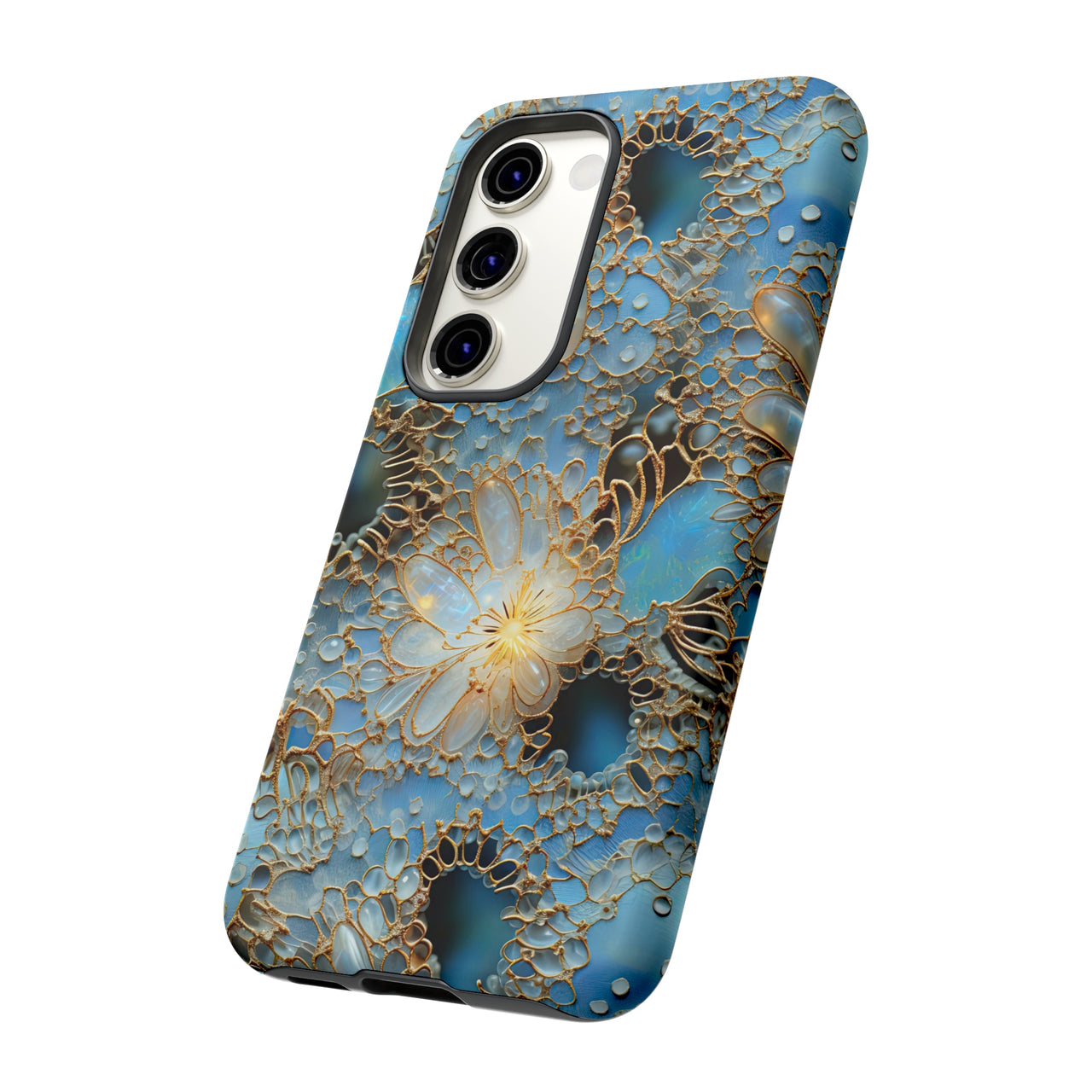 Gemstones and Gold Lace Tough Cases for Samsung Galaxy S23, Samsung Galaxy S23 Plus, and Samsung Galaxy S23 Ultra