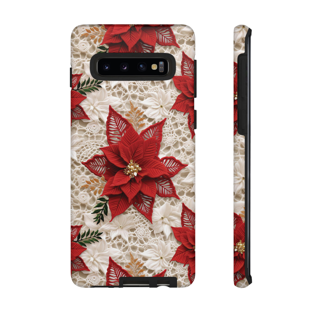 Christmas Poinsettia Tough Cases for Samsung Galaxy S10, Samsung Galaxy S10E, and Samsung Galaxy S10 Plus