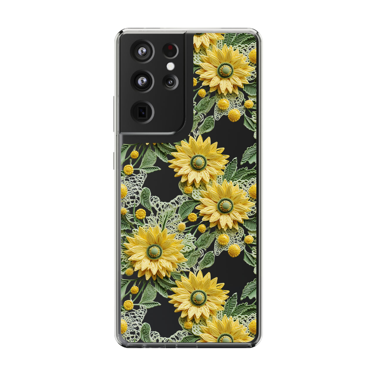 *Clear Case* Whimsical Sunflowers - Samsung Galaxy S21, Samsung Galaxy S21 Plus, Samsung Galaxy S21 Ultra - Supports Wireless Charging