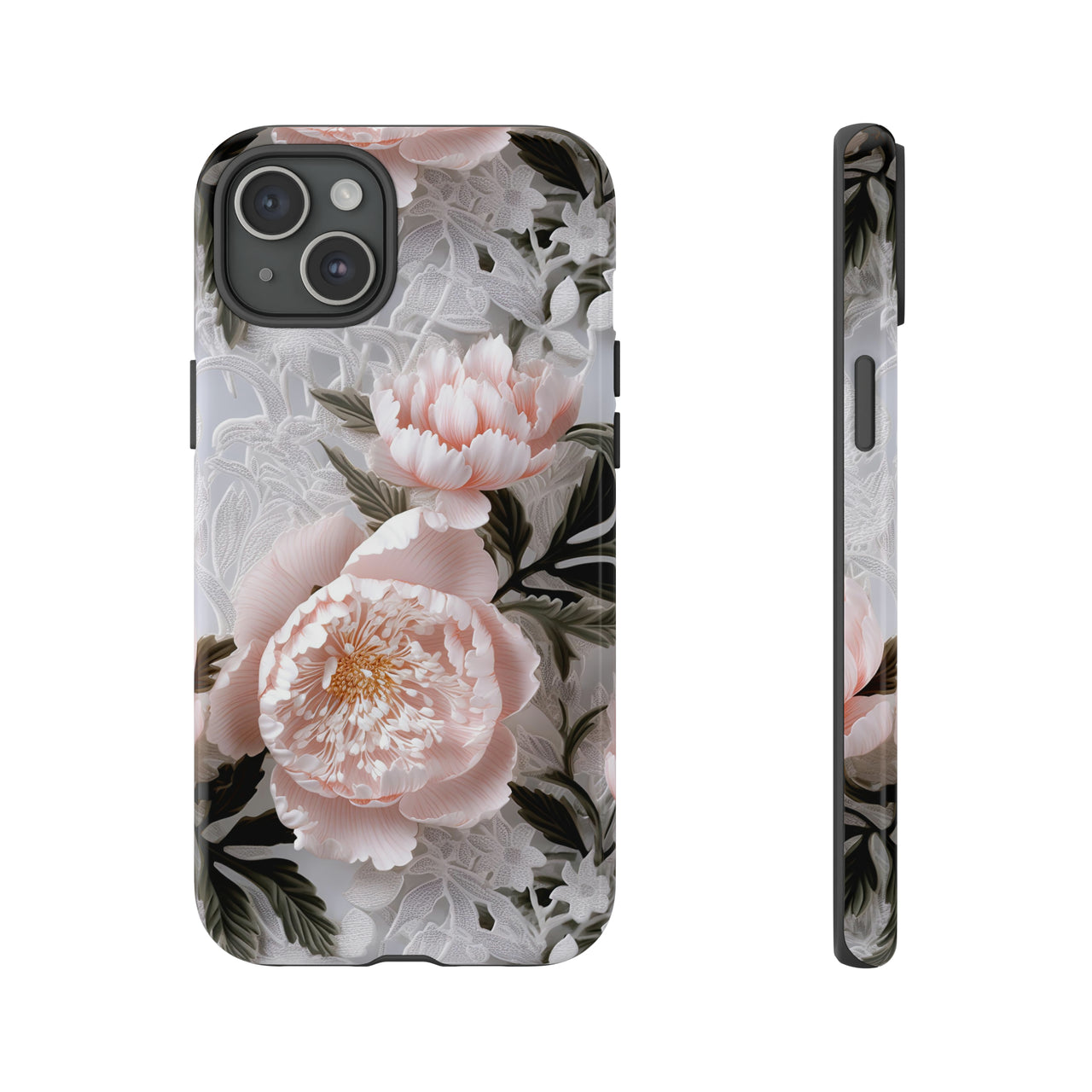 Pink Peony Tough Case for iPhone 15, iPhone 15 Pro, iPhone 15 Plus, and iPhone 15 Pro Max