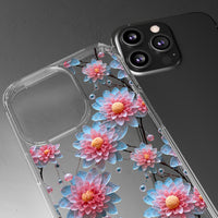 Thumbnail for *Clear Case* Pink and Blue Glass Flowers - iPhone 13, iPhone 13 Mini, iPhone 13 Pro, iPhone 13 Pro Max - Supports Wireless Charging