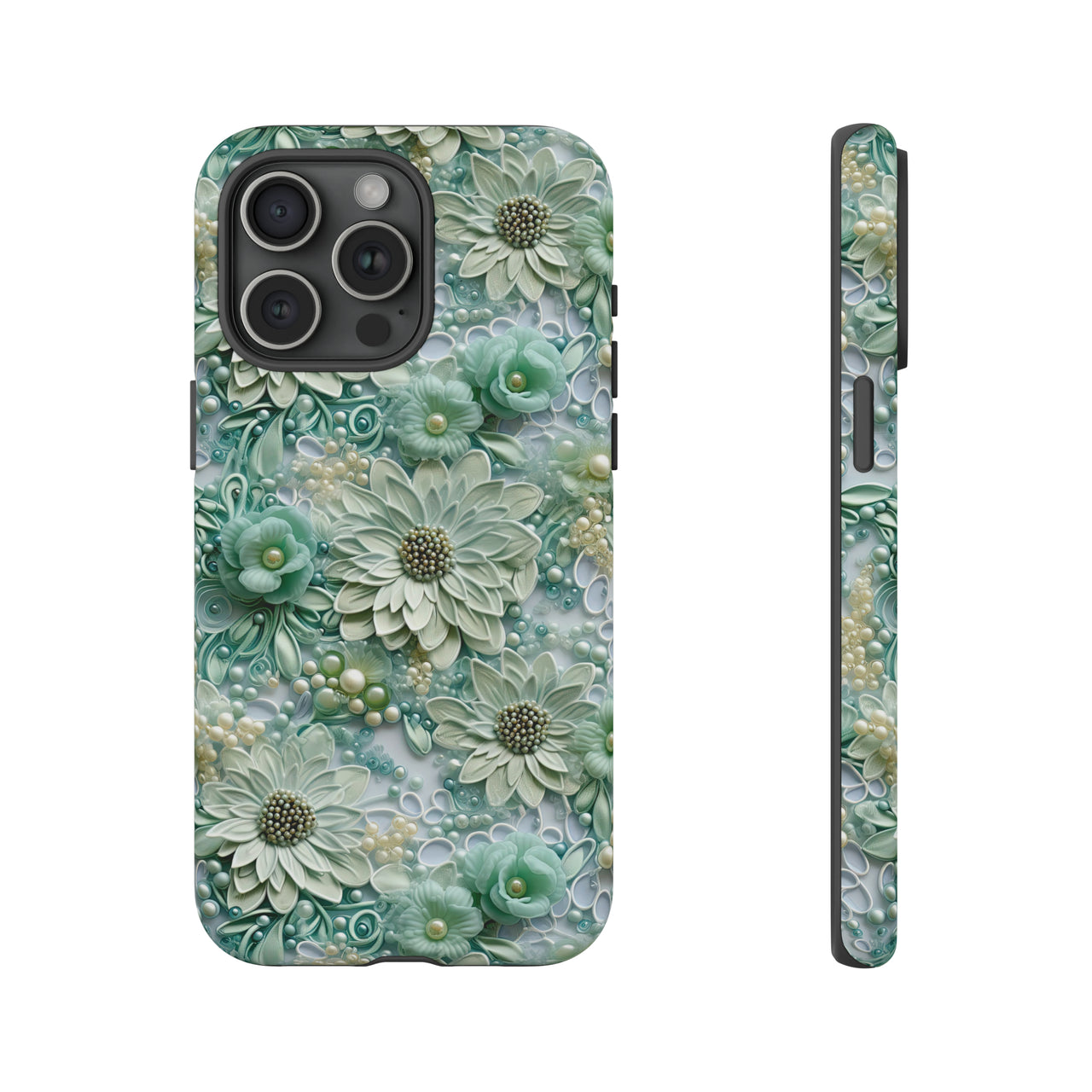 Teal Petals - Tough Case for iPhone 15, iPhone 15 Pro, iPhone 15 Plus, and iPhone 15 Pro Max