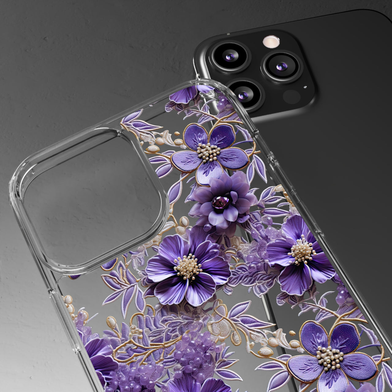 *Clear Case* Violet Meadow - iPhone 13, iPhone 13 Mini, iPhone 13 Pro, iPhone 13 Pro Max - Supports Wireless Charging