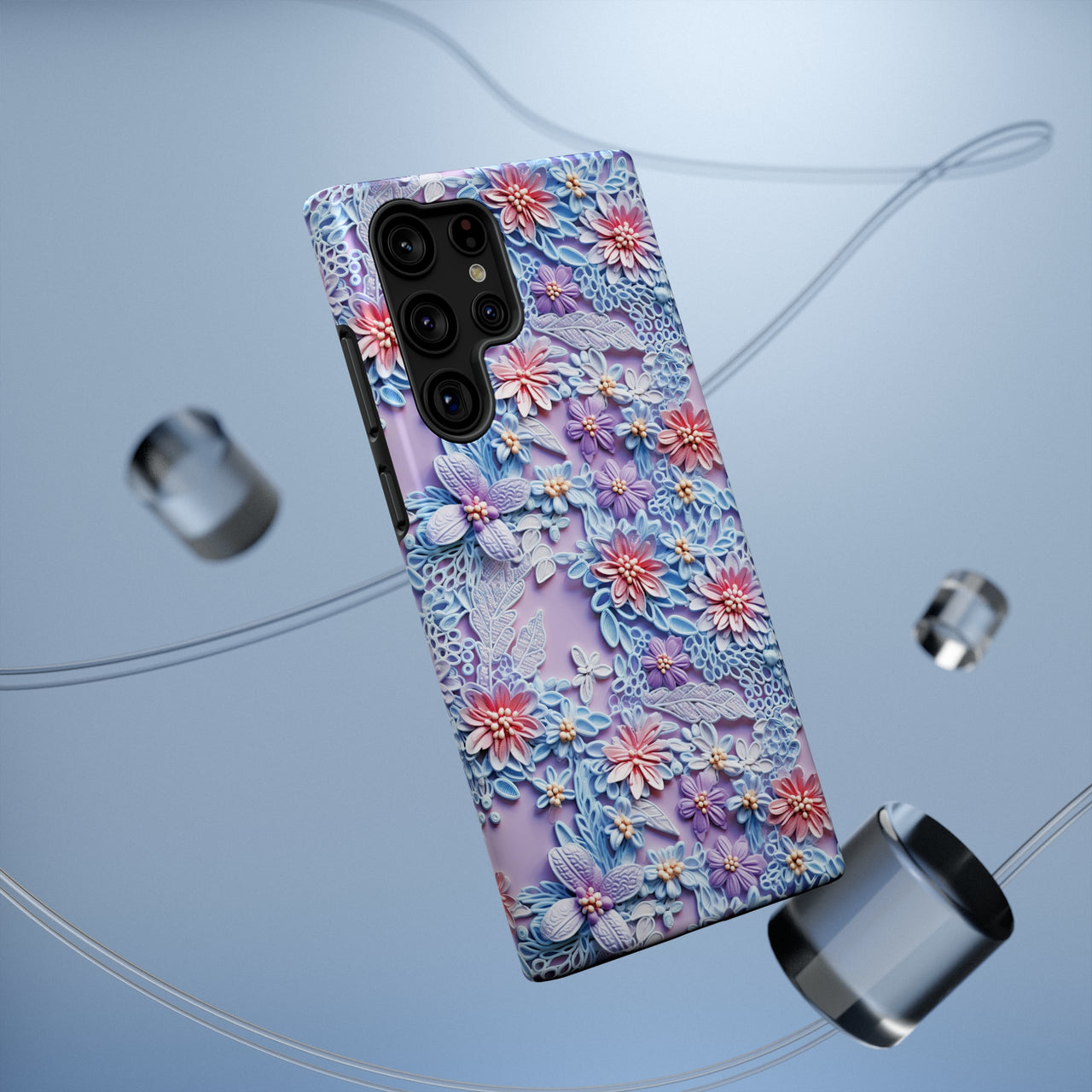 Cotton Candy Meadow - Impact-Resistant Case for Samsung Galaxy S22, Samsung Galaxy S22 Plus, and Samsung Galaxy S22 Ultra. Supports Wireless Charging.