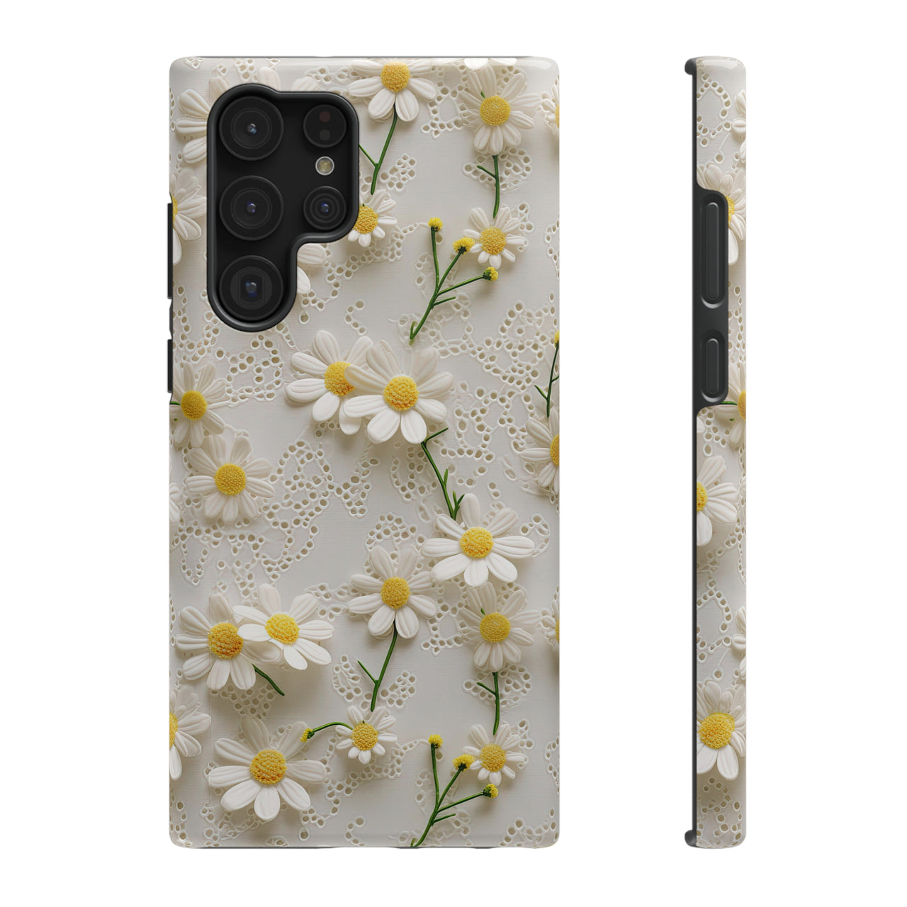 Daisy Impact-Resistant Cases for Samsung Galaxy S22, Samsung Galaxy S22 Plus, and Samsung Galaxy S22 Ultra. Supports Wireless Charging.