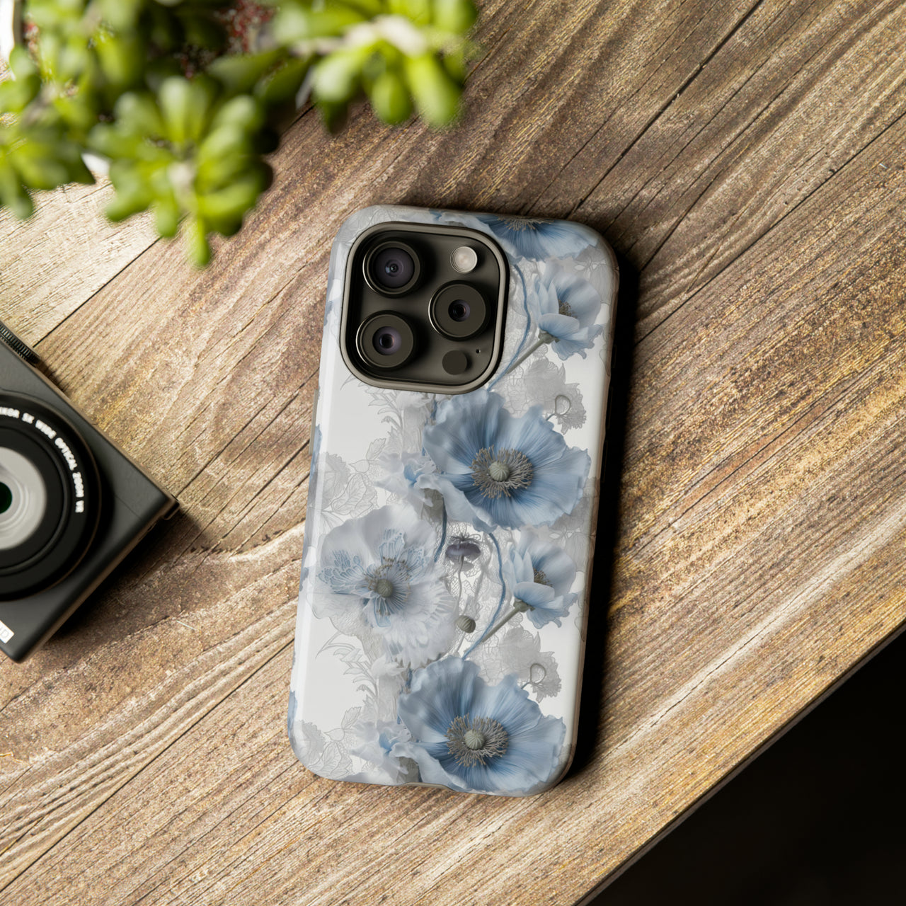 Himalayan Blue Poppy Tough Case for iPhone 15, iPhone 15 Pro, iPhone 15 Plus, and iPhone 15 Pro Max