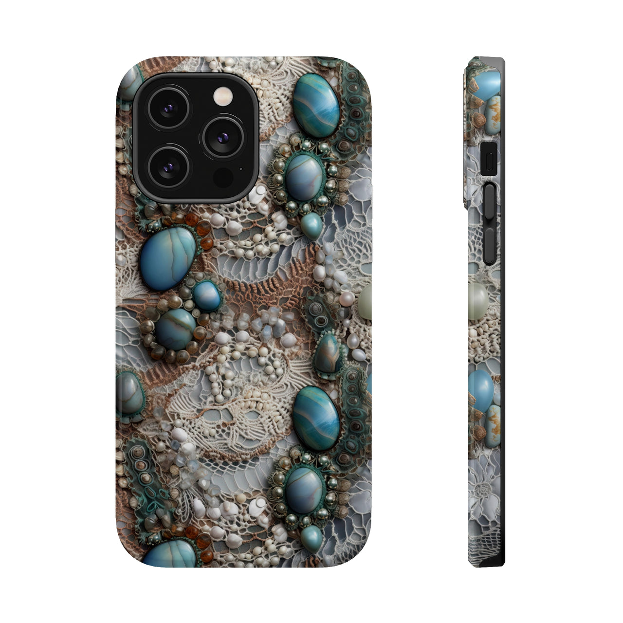 Boho Agate and Lace MagSafe Tough Cases for iPhone 14, iPhone 14 Pro, iPhone 14 Plus, and iPhone 14 Pro Max