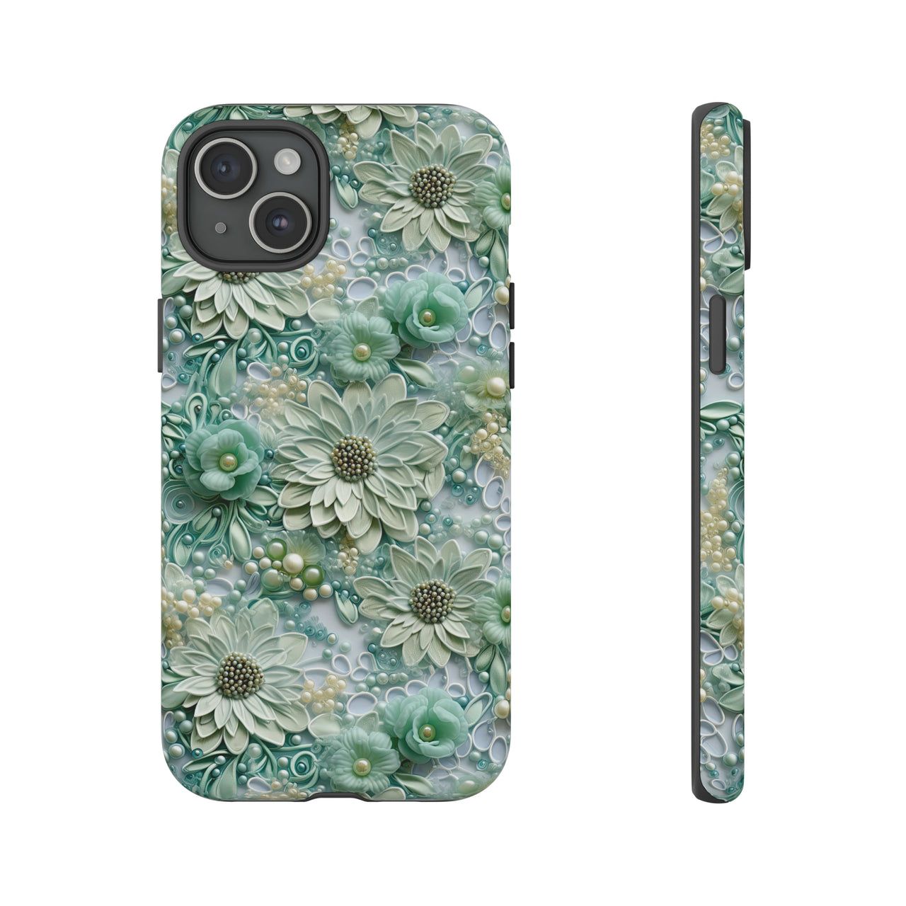 Teal Petals - Tough Case for iPhone 15, iPhone 15 Pro, iPhone 15 Plus, and iPhone 15 Pro Max