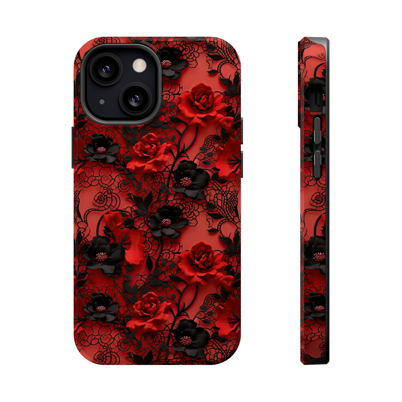 Gothic Rose MagSafe Tough Cases for iPhone 13, iPhone 13 Mini, iPhone 13 Pro, and iPhone 13 Pro Max.